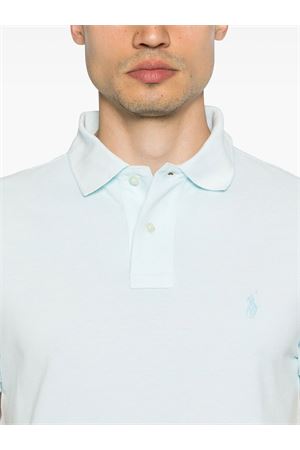 Polo in cotone azzurro RALPH LAUREN | 710969626002SKY
